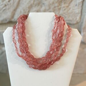 Cherry Quartz Multi-strand Beaded Necklace